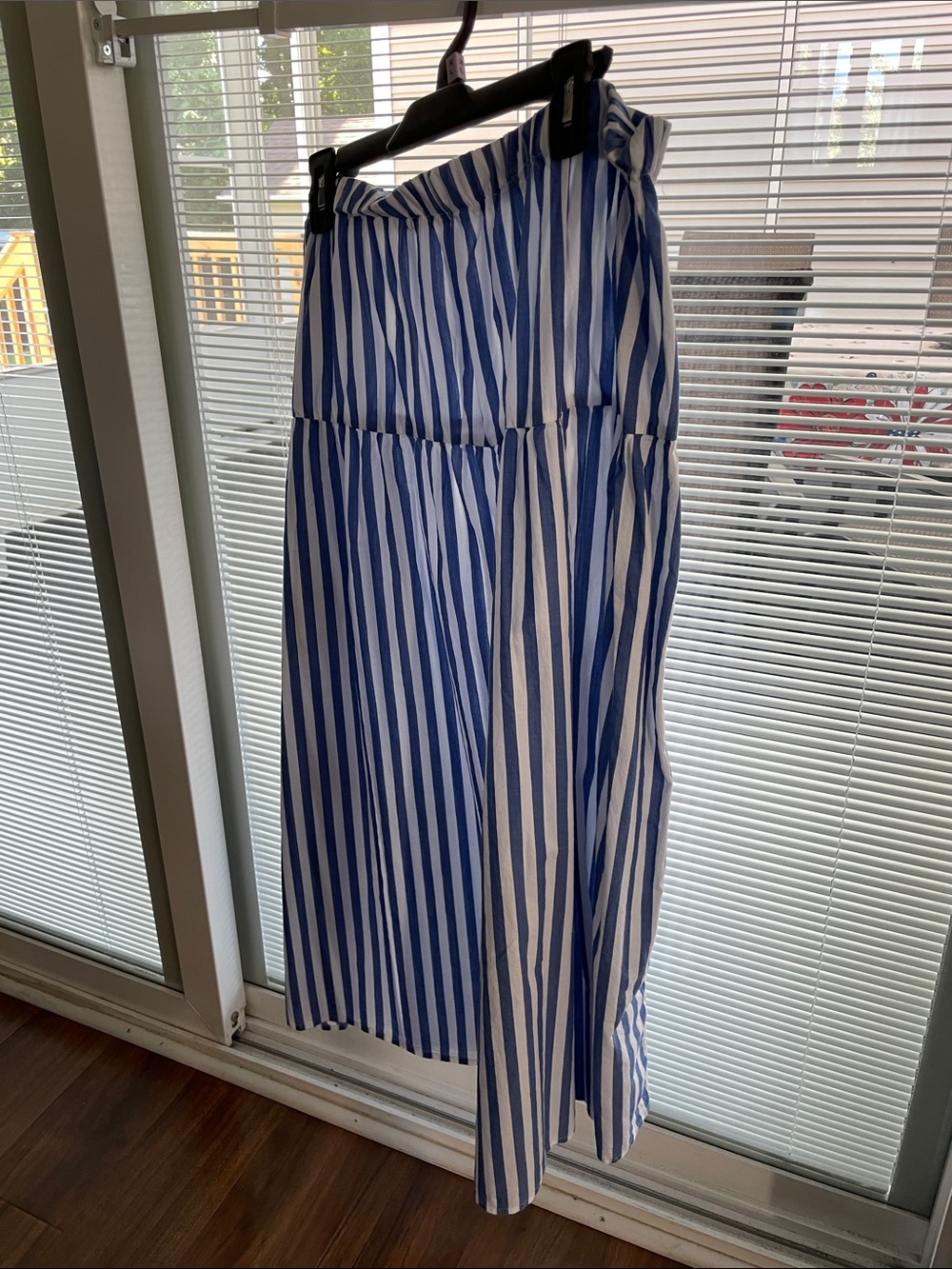 Old Navy Blue and White Striped Midi Skirt